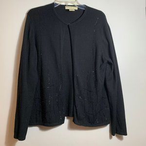 Josephine Chaus Cardigan Beaded Sweater Black L